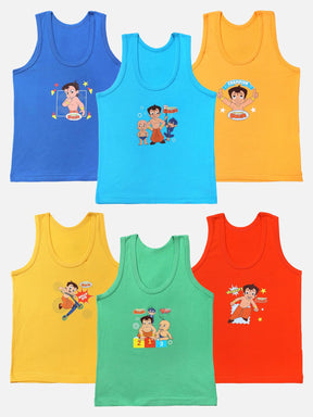 Boys Chotta Bheem Vest Round Neck Sleeveless Pack of 6 - Bodycare