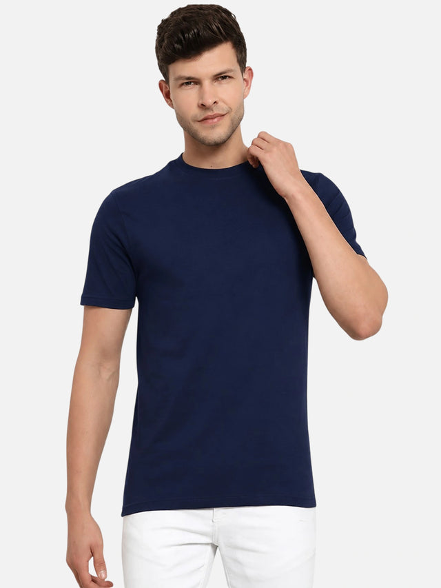 Men 100% Cotton Round Neck T-Shirt with Half Sleeves, Soft Regular Fit Comfort and Everyday Casual Wear