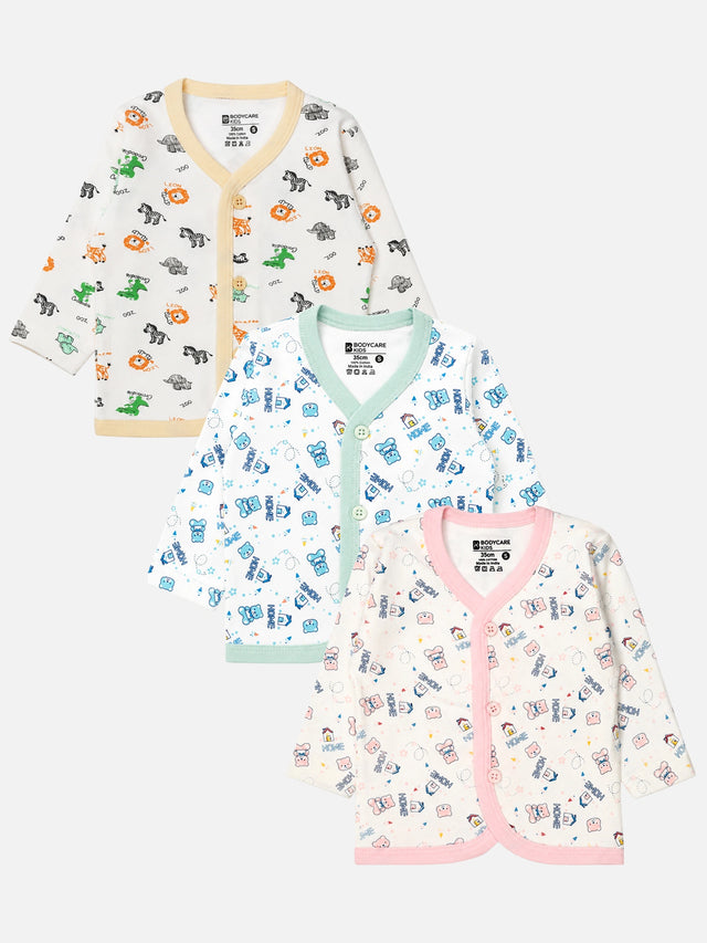 Baby Printed Front Open Top for Easy Dressing, Comfortable Daily Wear and Regular Baby Wardrobe Use - Pack of 3