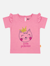 Baby Girls Round Neck Half Sleeves T-Shirt Everyday Wear Top for Playtime, Travel and Regular Wardrobe Use