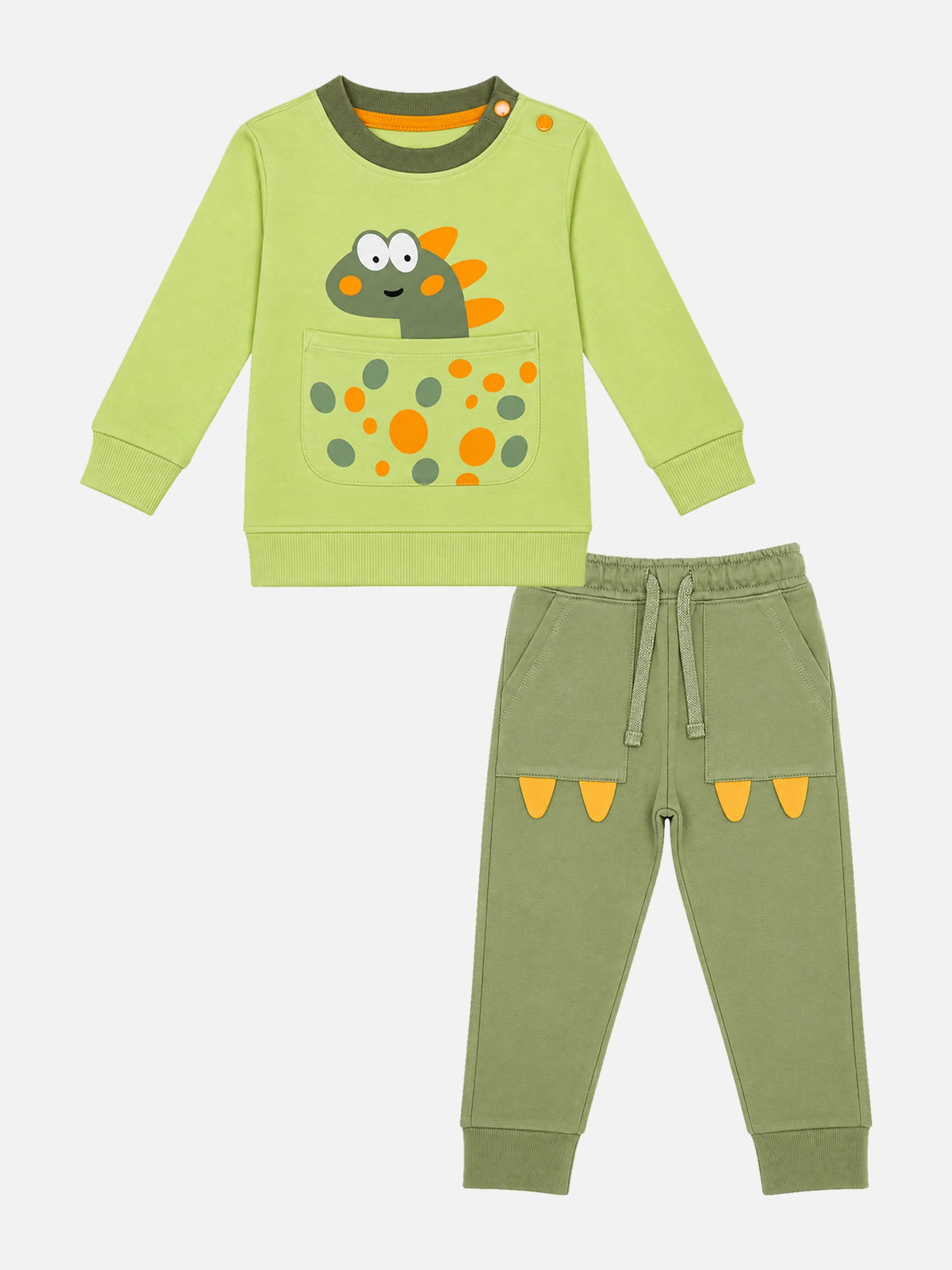 Baby Boys French Terry Top and Bottom Set with Full Sleeves for Casual Wear, Lounge Comfort and Easy Movement