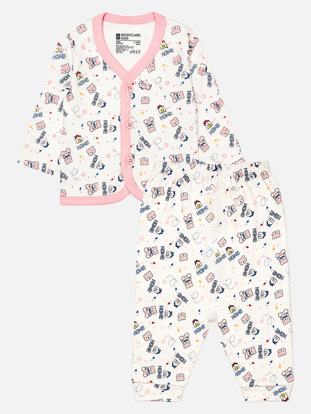 Unisex Baby Cotton Printed Top and Pyjama Set with Soft Comfort, Coordinated Nightwear Style and Everyday Ease