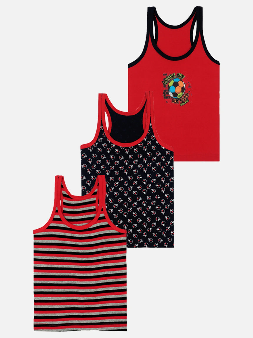 Boys Vest Round Neck Sleeveless Pack of 3