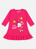 Baby Girls 100% Cotton Full Sleeve Frock with Breathable Fabric, Skin Friendly Regular Fit and Comfortable Wear - Pack of 1