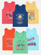 Boys Vest Round Neck Sleeveless Pack of 6