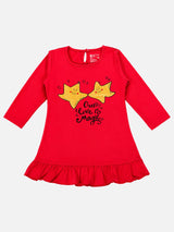 Baby Girls 100% Cotton Full Sleeve Frock with Breathable Fabric, Skin Friendly Regular Fit and Comfortable Wear - Pack of 1