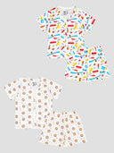 Baby 100% Cotton Spandex Front Open Half Sleeves Short Suit for Everyday Comfort, Easy Dressing and Regular Wear
