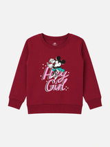 Baby Girls Minnie & Friends Printed Round Neck Full Sleeve Sweatshirt for Casual Winter Wear and Everyday Comfort