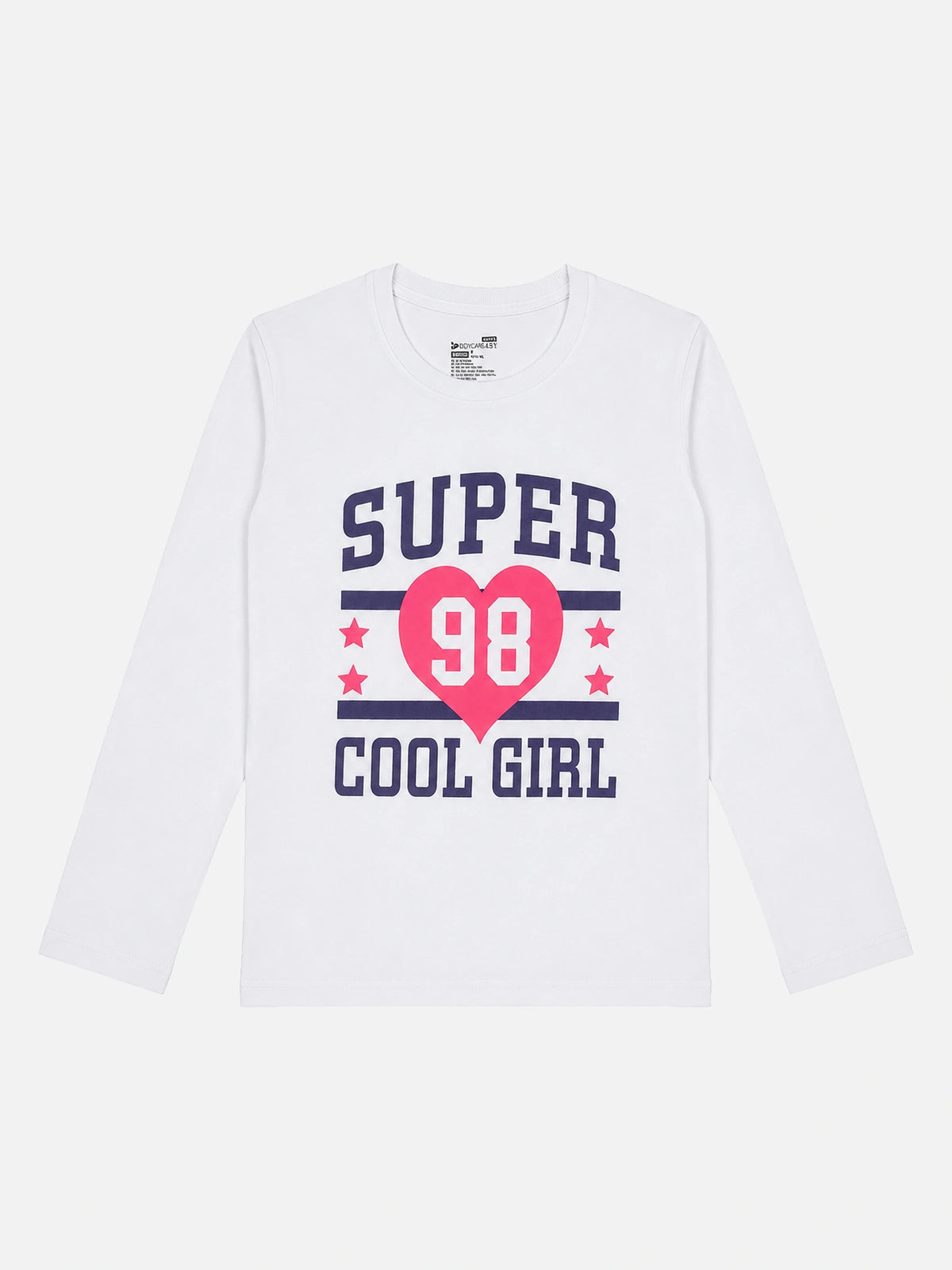 Girls Round Neck Full Sleeves Printed T-Shirt with Casual Styling, Easy Movement and Comfortable Regular Wear Appeal