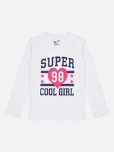Girls Round Neck Full Sleeves Printed T-Shirt with Casual Styling, Easy Movement and Comfortable Regular Wear Appeal