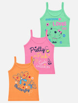 Girls Innerwear Vest Camisole Sleeveless 100% Cotton Soft Skin Friendly Plain Style for Everyday Comfort - Pack of 3