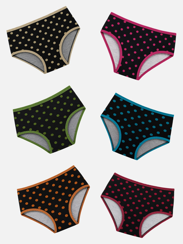 Girls Lycra Waistband Panty for Everyday Innerwear Essentials, Secure Fit and Regular Comfort - Pack of 6