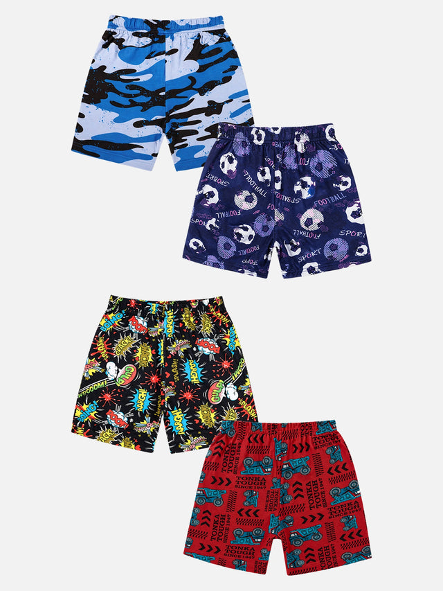 Boys 100% Cotton Shorts for Casual Wear, Easy Movement and Comfortable Wardrobe Essentials - Pack of 4