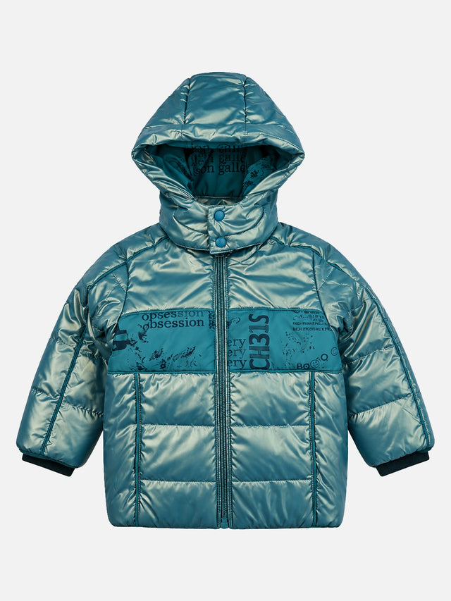 Baby Boys Polyester Quilted Hooded Jacket with Full Sleeves, Standard Length and Comfortable Winter Outerwear