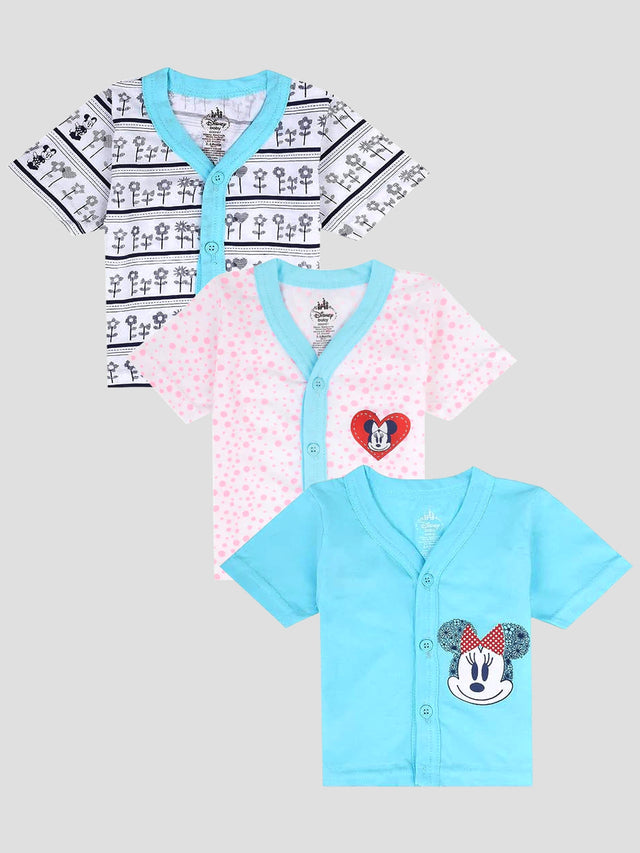 Baby Girls Minnie & Friends Innerwear Vest Camisole Half Sleeves for Easy-Wear Comfort and Layering - Pack of 3