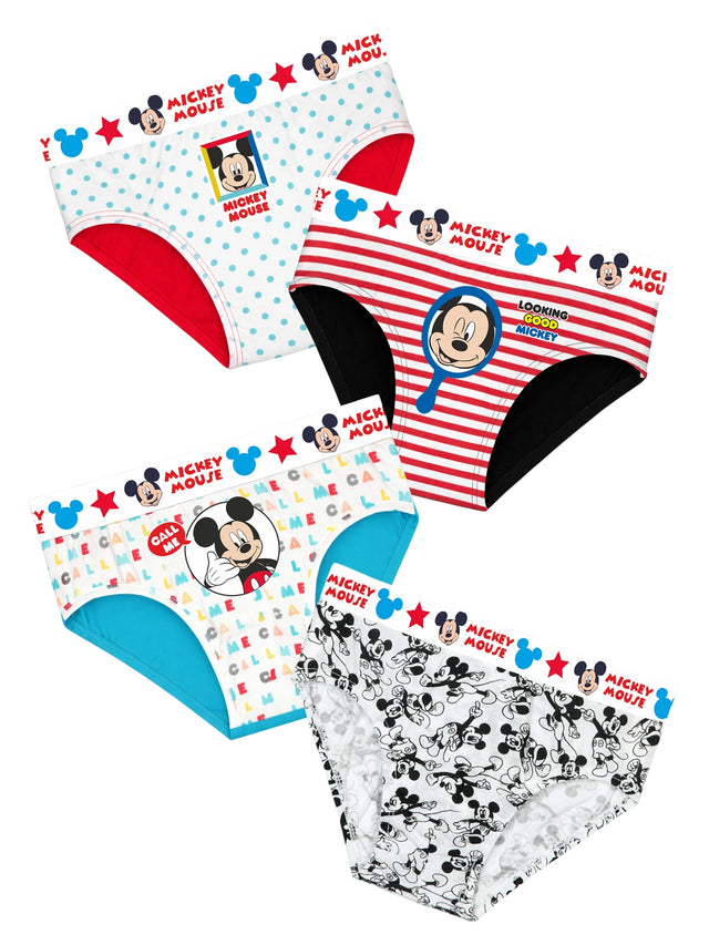 Boys Mickey & Friends Brief Top Elastic Pack of 4 - Bodycare