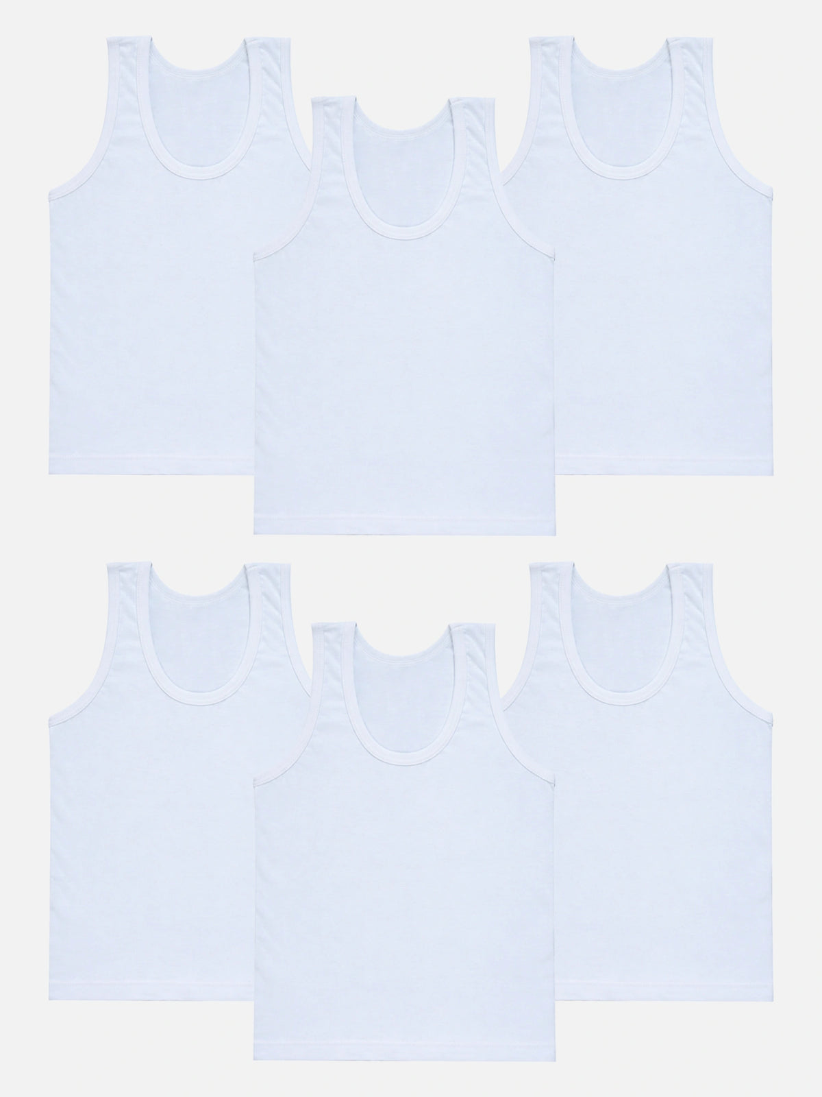 Boys 100% Cotton Sleeveless Innerwear Vest with Round Neck Comfort Fit for Regular Essentials - Pack of 6