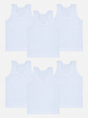 Boys 100% Cotton Vest Round Neck Sleeveless Pack of 6