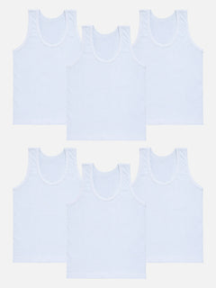 Boys 100% Cotton Sleeveless Innerwear Vest with Round Neck Comfort Fit for Regular Essentials - Pack of 6