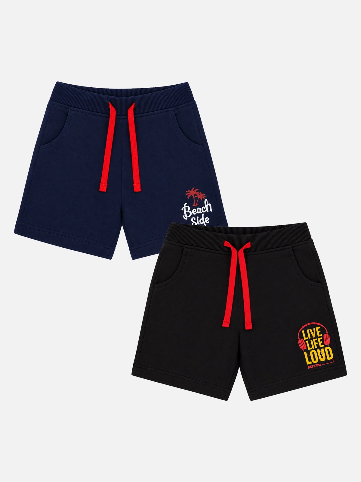 Boys Solid Shorts with Easy Pull-On Comfort for Casual Wear, Lounge Wear and Everyday Movement - Pack of 2