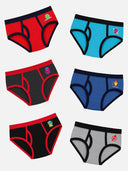 Boys Cotton Spandex Innerwear Brief with Stretch Lycra Band for Everyday Comfort and Secure Fit - Pack of 6