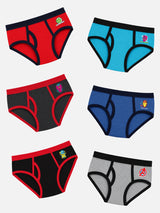 Boys Cotton Spandex Innerwear Brief with Stretch Lycra Band for Everyday Comfort and Secure Fit - Pack of 6