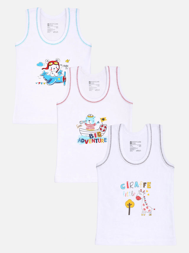 Baby Boys Round Neck Sleeveless Vest Innerwear for Comfortable Daily Wear, Easy Movement and Regular Use - Pack of 3