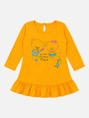 Baby Girls 100% Cotton Full Sleeve Frock with Breathable Fabric, Skin Friendly Regular Fit and Comfortable Wear - Pack of 1