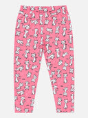 Girls 100% Cotton Printed Track Pant with Side Pockets and Regular Fit Jogger Styling for Comfortable Kids Activewear