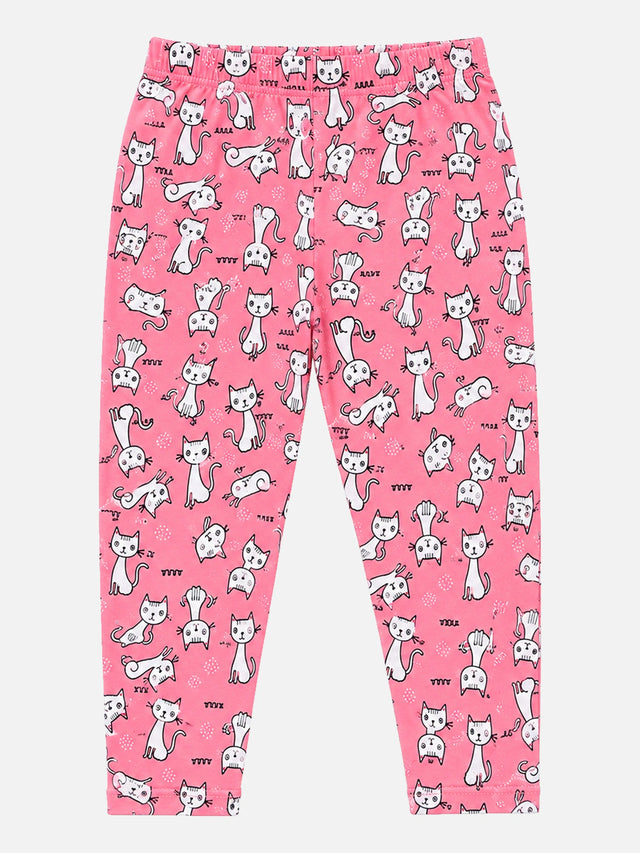 Girls 100% Cotton Printed Track Pant with Side Pockets and Regular Fit Jogger Styling for Comfortable Kids Activewear