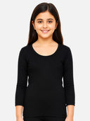 Girls Rib Eyelit Round Neck Full Sleeves Thermal Top