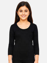 Girls Rib Eyelit Round Neck Full Sleeves Thermal Top