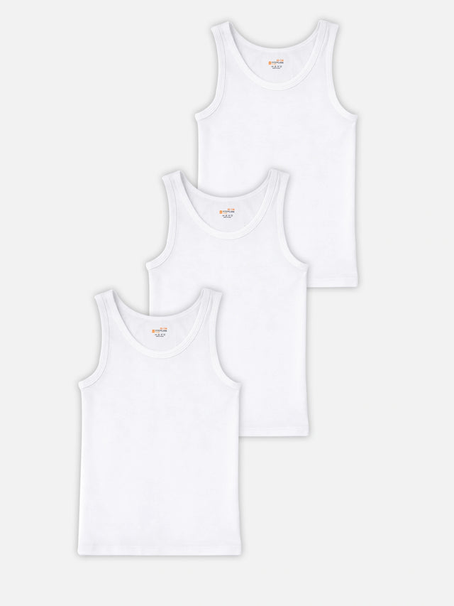 Boys Round Neck Innerwear Vest with Sleeveless Styling for Everyday Comfort and Easy Layering - Pack of 3