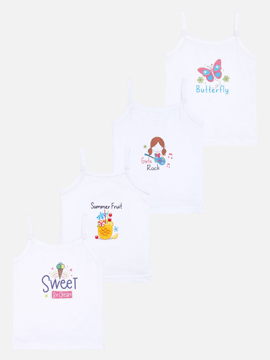 Girls Vest Dori Neck Sleeveless Pack of 4 - Bodycare