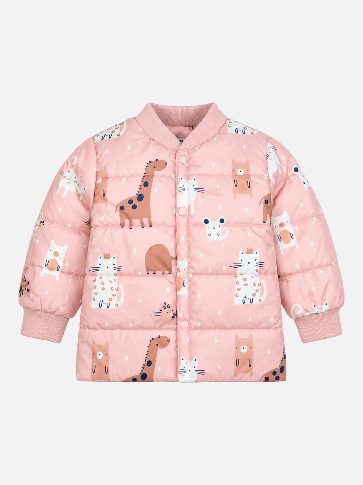 Baby Girls Polyester Quilted V-Neck Winter Jacket with Full Sleeves and Comfortable Outerwear Styling
