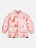 Baby Girls Polyester Quilted V-Neck Winter Jacket with Full Sleeves and Comfortable Outerwear Styling