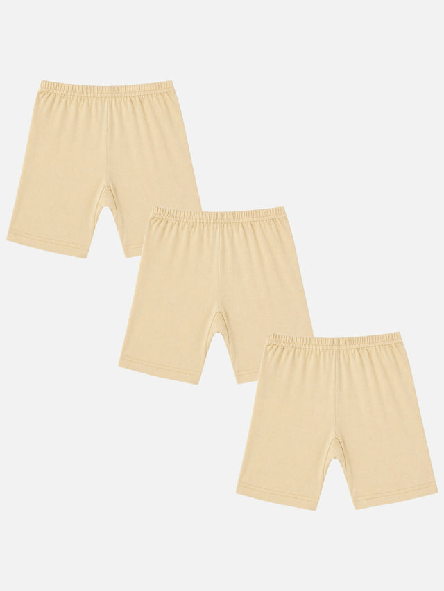 Kids beige cotton innerwear shorts multipack, elastic waistband, soft fabric