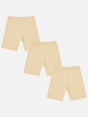 Kids beige cotton innerwear shorts multipack, elastic waistband, soft fabric