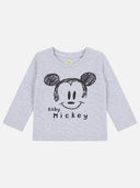 Baby Boys Mickey & Friends Interlock T-Shirt Round Neck Full Sleeves Warm Wear Top with Regular Fit Comfort