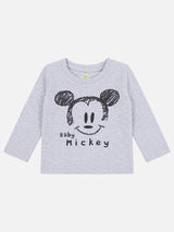 Baby Boys Mickey & Friends Interlock T-Shirt Round Neck Full Sleeves Warm Wear Top with Regular Fit Comfort