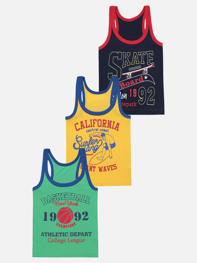 Boys Vest Round Neck Sleeveless Pack of 3 - Bodycare