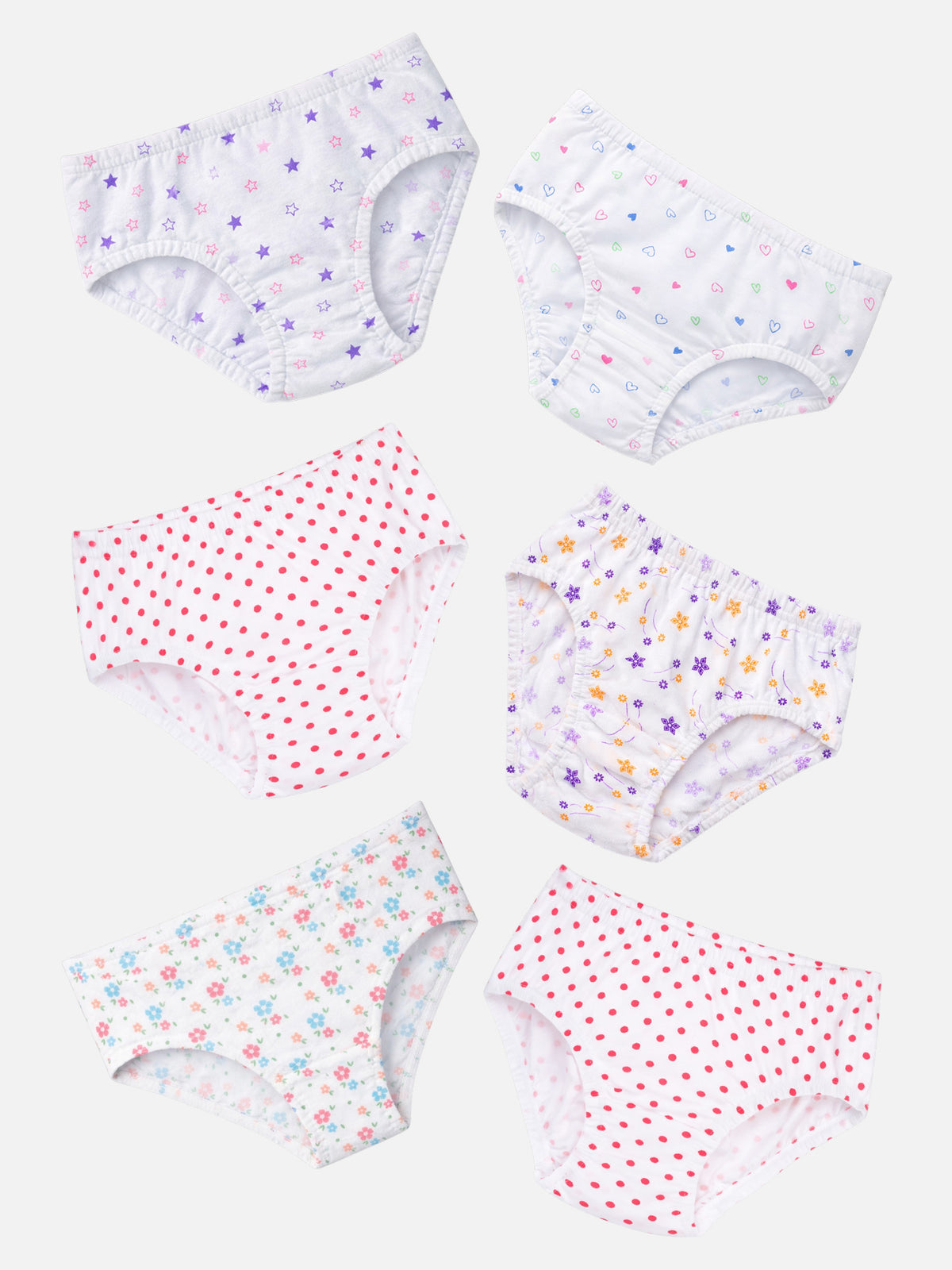 Girls 100% Cotton Panty with Inner Elastic for Soft Everyday Innerwear Comfort and Regular Use - Pack of 6
