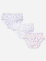 Girls Cotton Hipster Panty Underwear with Inner Elastic for Comfortable Daily Wear and Easy Movement - Pack of 3