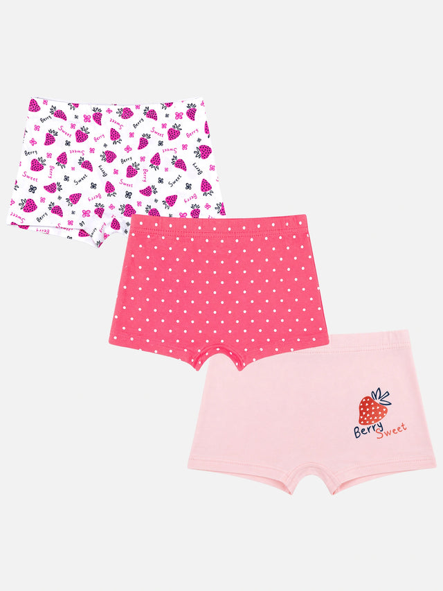 Girls 100% Cotton Boyshorts Inner Elastic Pack of 3 - Bodycare