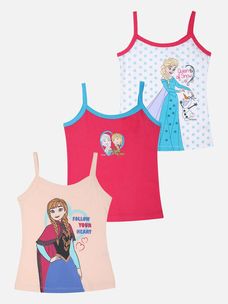 Girls Frozen Vest Dori Neck Sleeveless Pack of 3