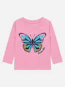 Baby Girls Shoulder Open T-Shirt Full Sleeves Casual Wear Top for Easy Dressing, Playtime and Regular Use