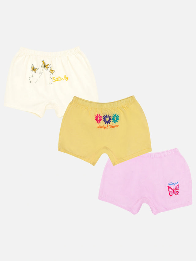 Girls 100% Organic Cotton Boyshorts for Everyday Innerwear Comfort and Wardrobe Use - Pack of 3