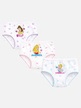 Girls Princess 100% Cotton Panty Character Print Underwear for Soft Comfort and Daily Innerwear Use - Pack of 3