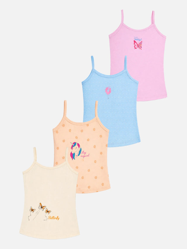 Girls Organic Cotton Vest Round Neck Dori Neck Pack of 4 - Bodycare