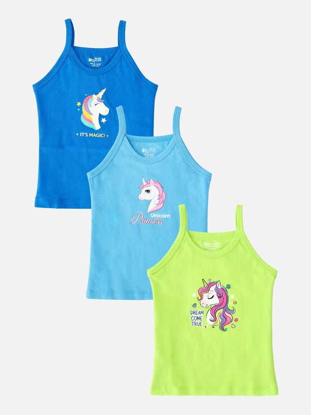 Girls Camisole Sleeveless Innerwear Vest for Everyday Comfort, Easy Layering and Regular Use - Pack of 3